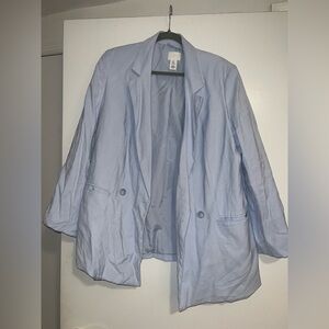 H&M Boyfriend Blazer Oversized Blazer Light Blue Workwear Spring Office Fit